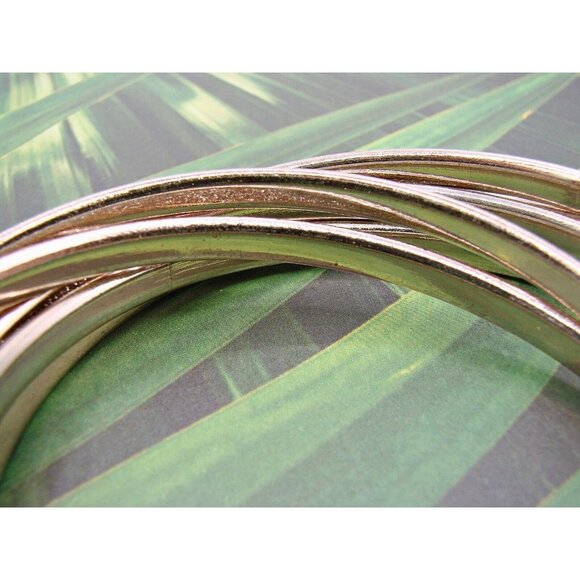 Steve Madden Glitter Design Six Interlocking Bangle Bracelets Gold-Tone 1 Piece - Picture 3 of 11